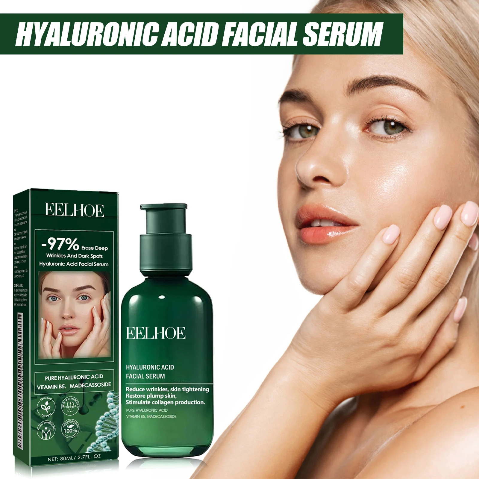 Pure Hyaluronic Acid Serum Wrinkle Remover Fade Fine Lines Dark Spots Shrink Pores Firming W-hitening Facial Rejuvenates Essence 4