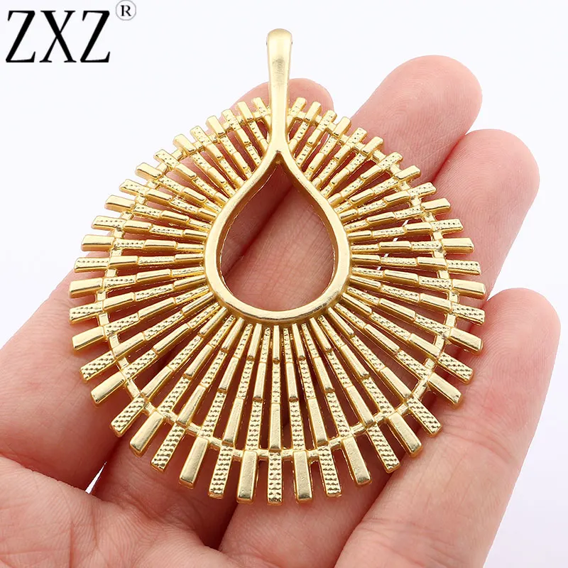 

ZXZ 2pcs Matt Gold Boho Large Water Drop Teardrop Charms Pendants for Necklace Jewelry Making Findings 68x56mm