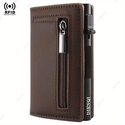 Magnetic RFID - Blocking Luxury Leather Minimalist Wallet (Coffee)