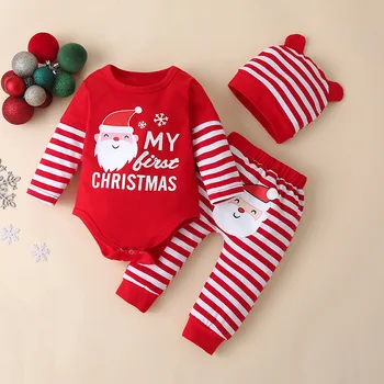 My First Christmas Baby Girl Clothes Boy Sets for Little Boys Newborn Clothing Fall Toddler Autumn Set Unisex Suits