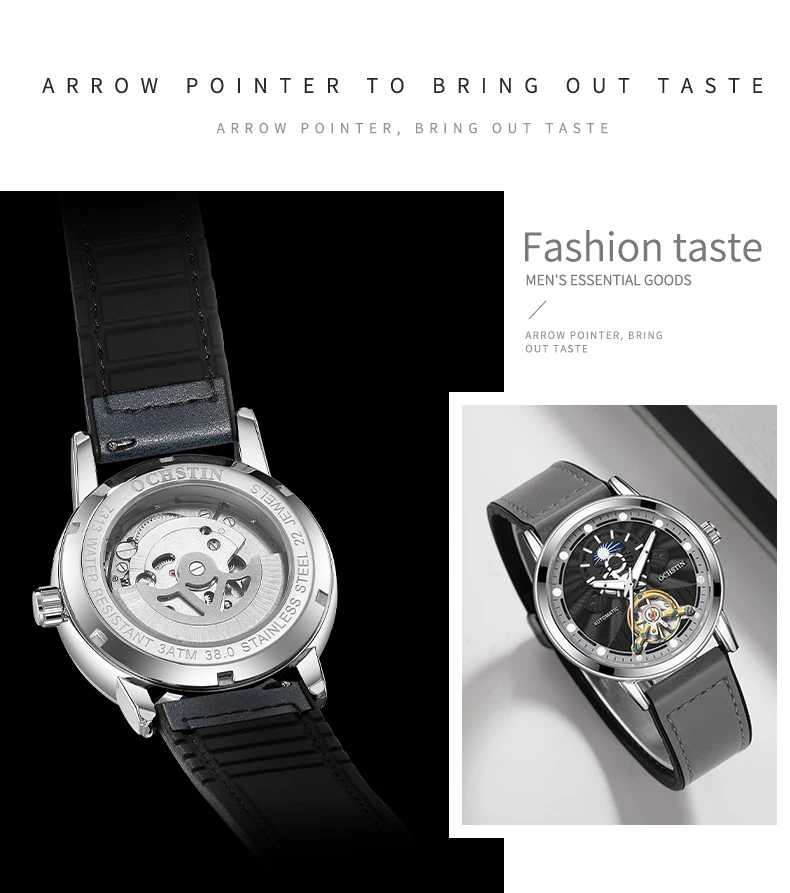 Men's Automatic Mechanical Watch With Tourbillon And Open Heart_voghion.com