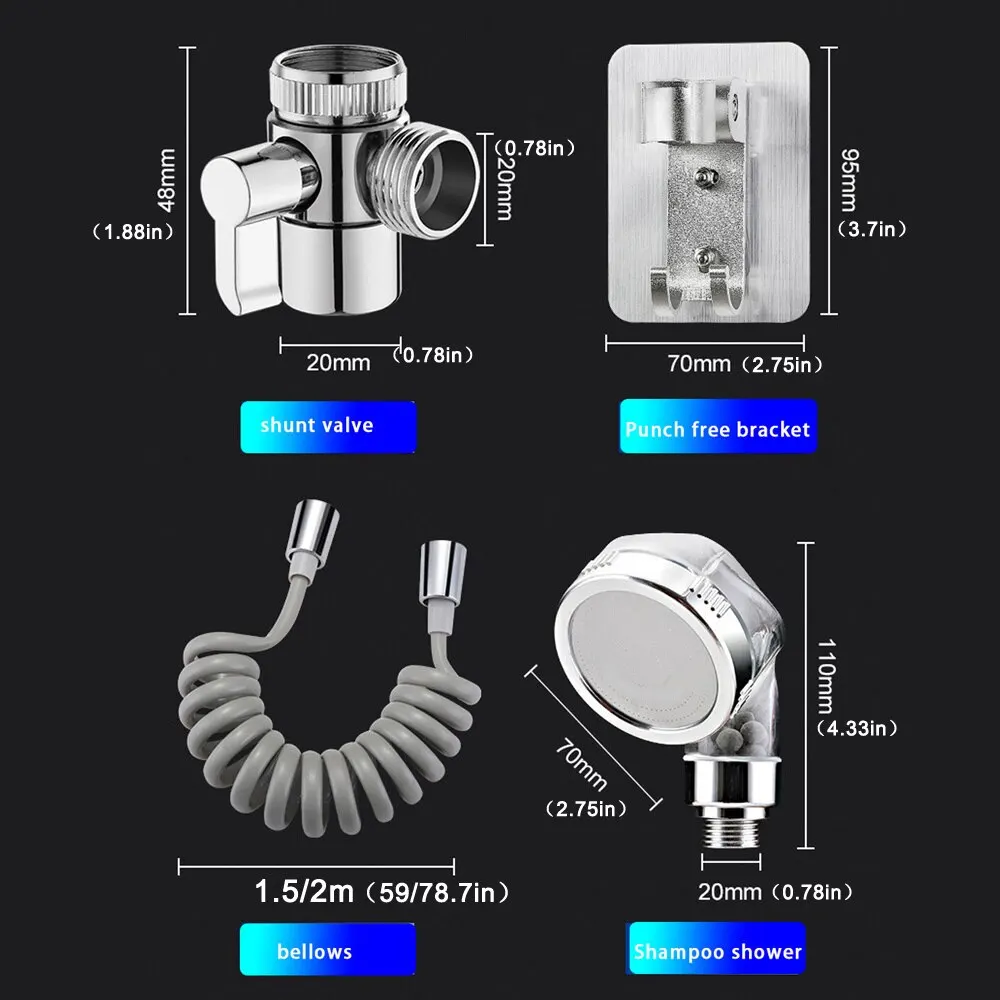 Handheld Faucet Diverter Valve Shower Head For Home Bathroom Kitchen Faucet Adapter Set Adjustable Diverter Valve Faucet 6