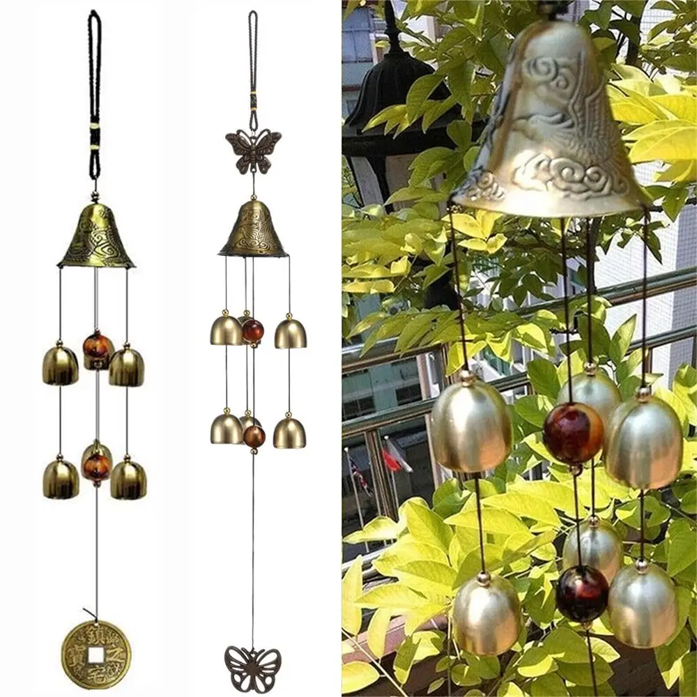 Retro Metal Copper Bells Handmade Handmade Craft Gift Wind Chimes Hanging Ornament Decor for Yard Garden