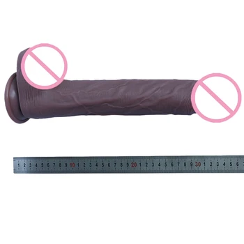 35CM Realistic Silicone Dildo Black Large Penis Sex Toy For Men Women With Thick Glans Real Dong Powerful Suction Cup Stiff Cock 3