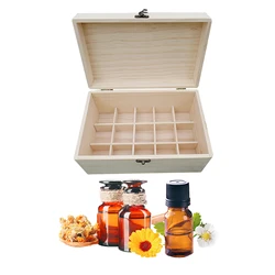 Durable Wooden Essential Oils Storage Box Easy To Carry Aromatherapy Organizer 15 Slots Nail Polish Fragrance Container
