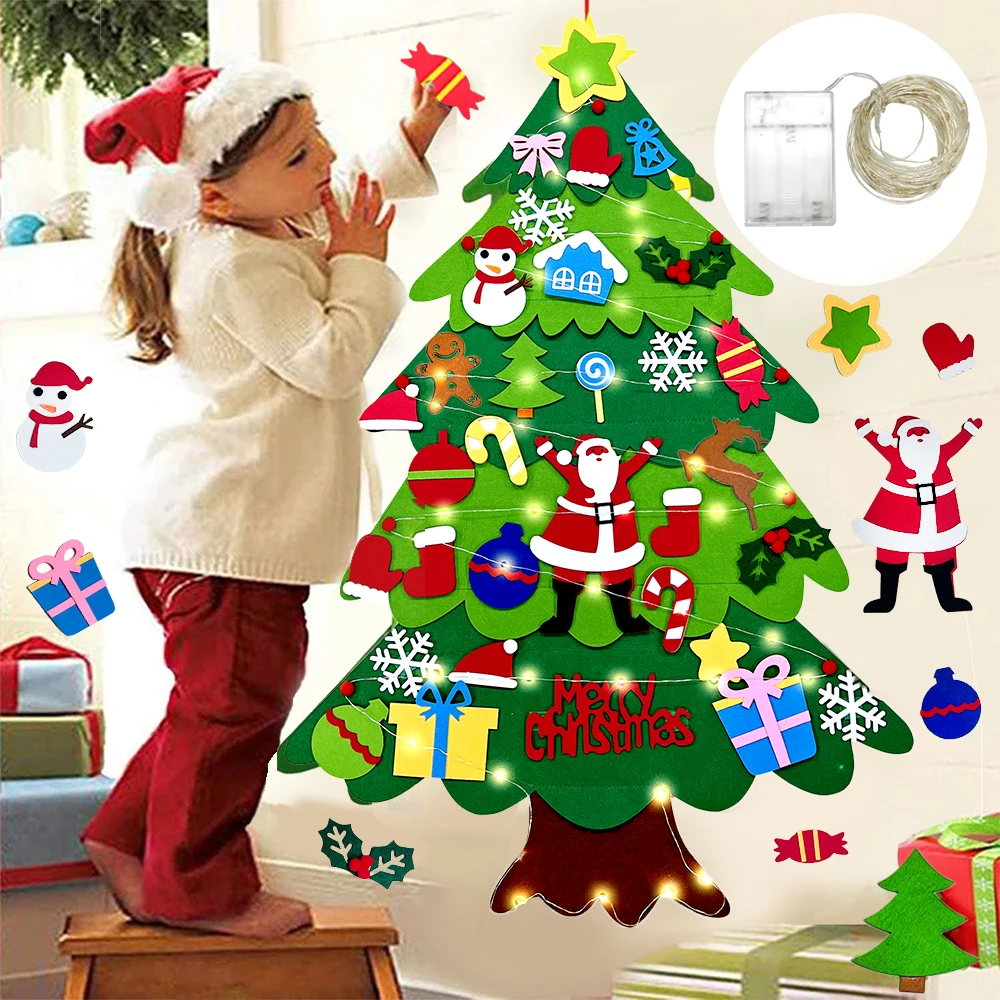 

Kids DIY Felt Christmas Tree Christmas Decoration for Home Navidad 2021 New Year Gifts Christmas Ornaments Santa Claus Xmas Tree