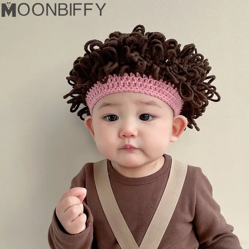 FashionKidsBabyWigCapAutumnWinterExplosionHeadBoyGirlBeanies