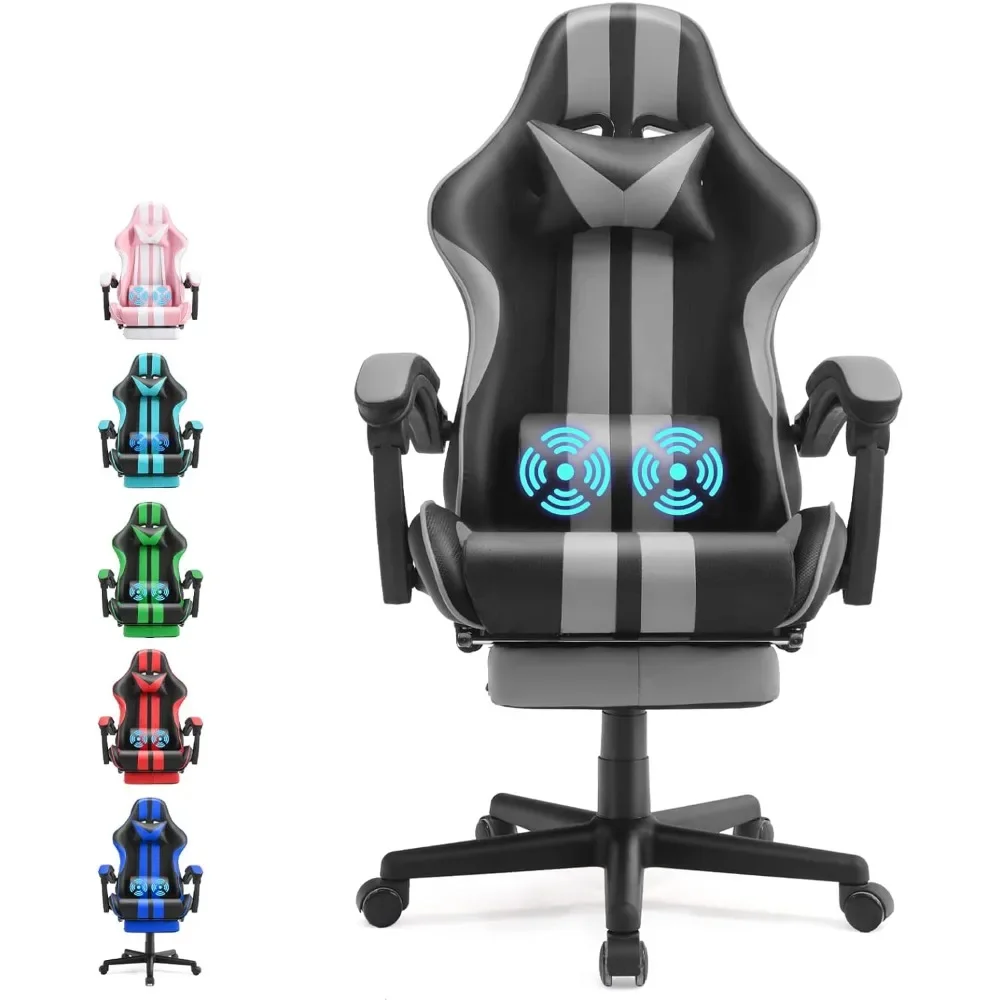 

Grey Gaming Chairs with Footrest,PC Gaming Chair,Computer Chair, E-Sports Chair,Ergonomic Office Chair with Adjustable