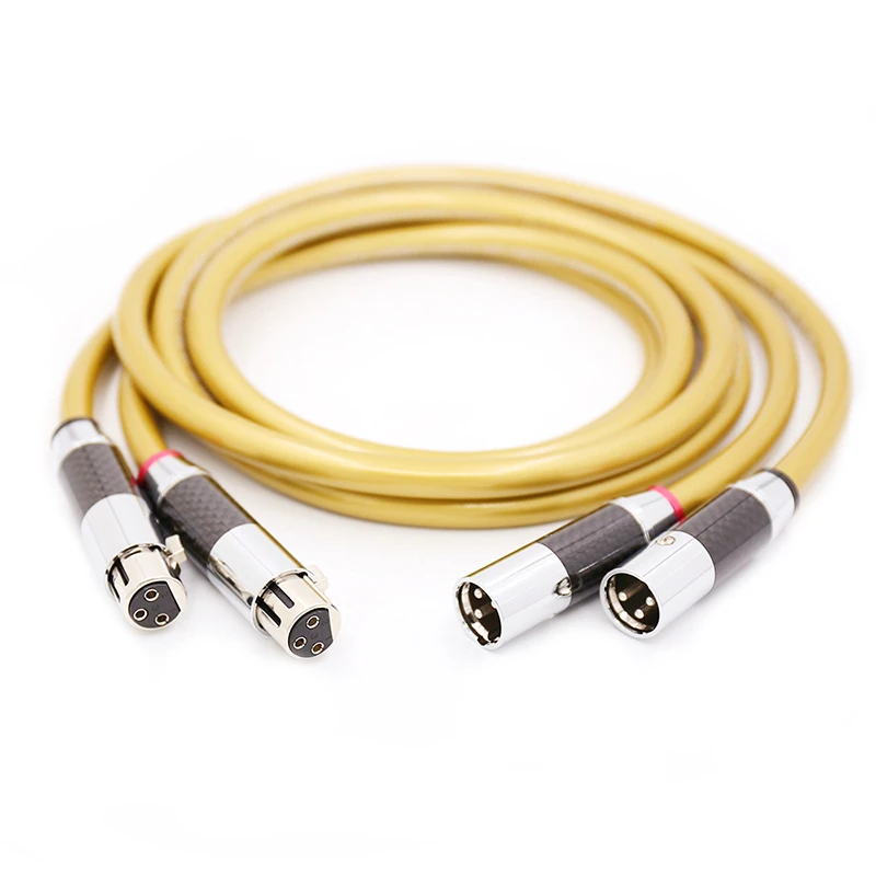 

Сбалансированный кабель XLR золотистый 5-C медный щит HiFi аудио Соединительный штекер из углеродного волокна