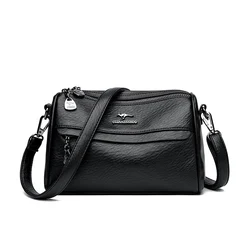 Chic Women's PU Leather Zipper Shoulder Bag - Designer Solid Color Handbag and Purse (Black)