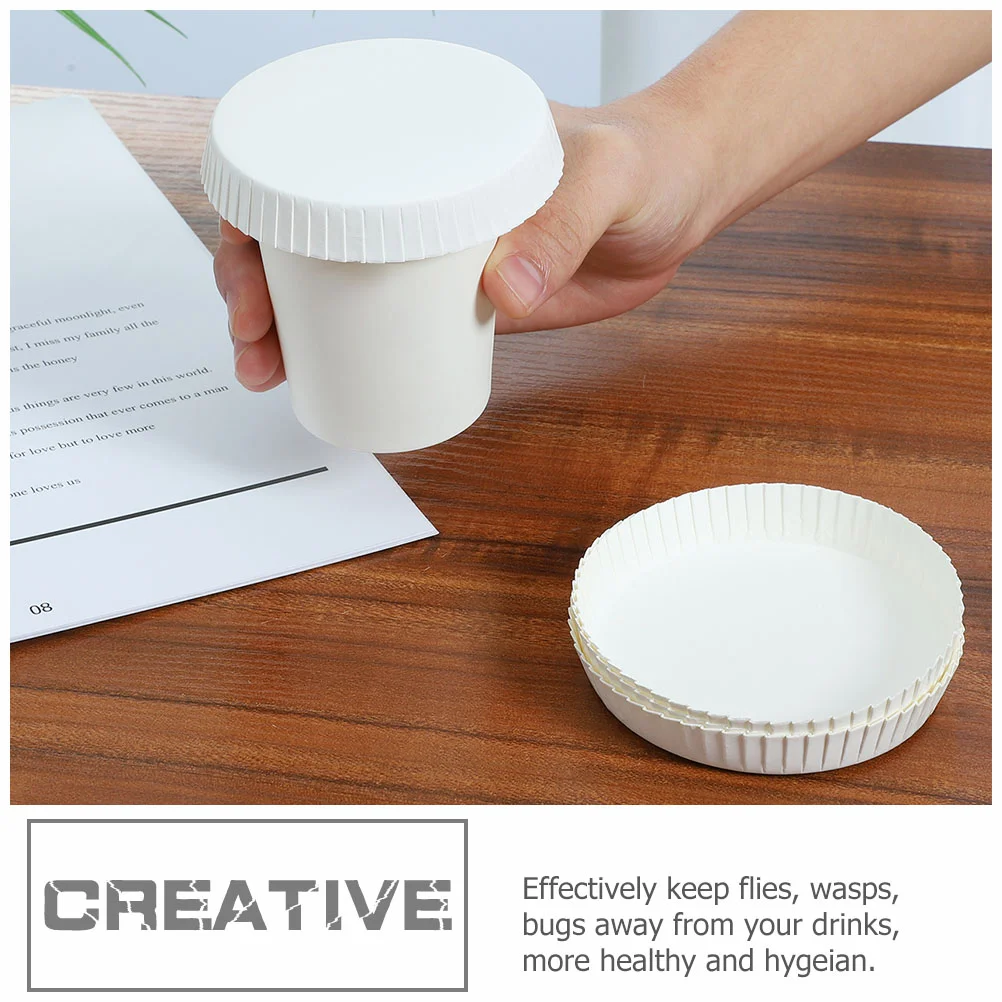 50 Pcs Disposable Paper Cup Lids for Tea Cups Kitchen Dining Bar Single Use Drink Covers Premium Paper Material Stackable Design