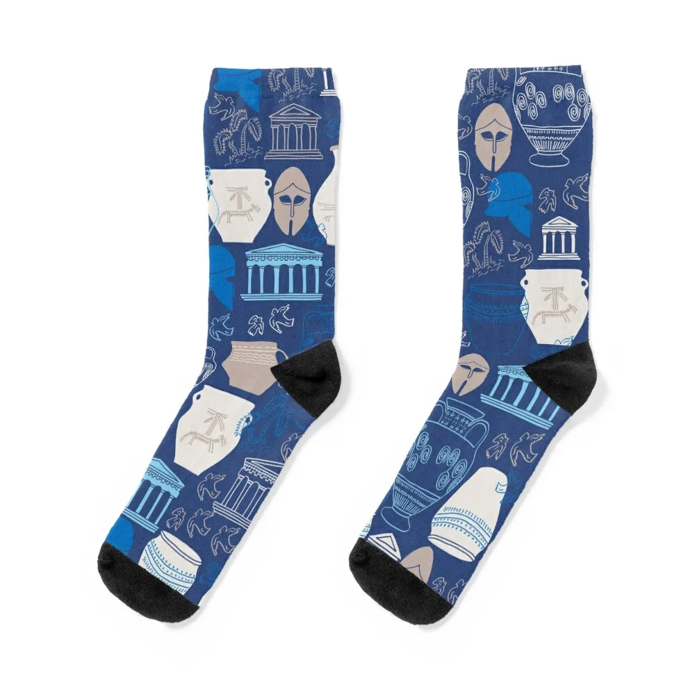 

Античная Греция печать на голубом фоне носки для пола Аргентина новые модные детские носки для мальчиков женские
