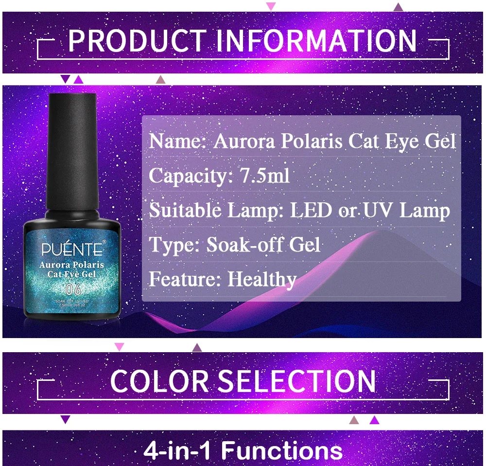 Description Picture 3 of item7.5ML Aurora Shell Thread Cat Magnetic Gel Nail Polish Sparkling Glitter Pearl Cat Eye Soak Off Semi-Permanent Nail Art Varnish