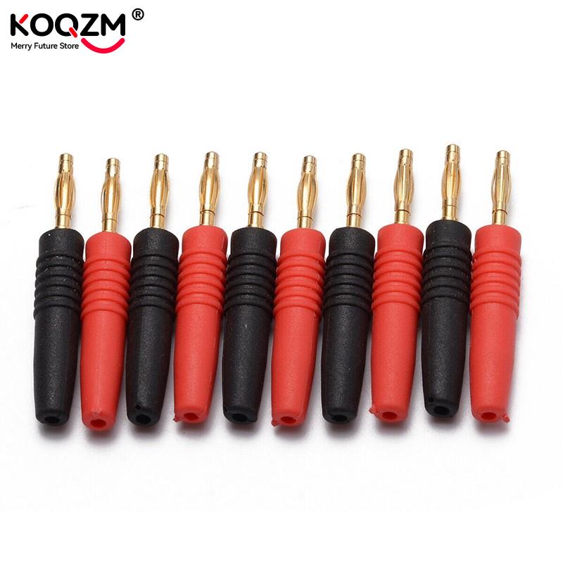 2pcs 4mm Plugs Gold Plated Musical Speaker Cable Wire Pin Banana Plug Connectors Red+Black