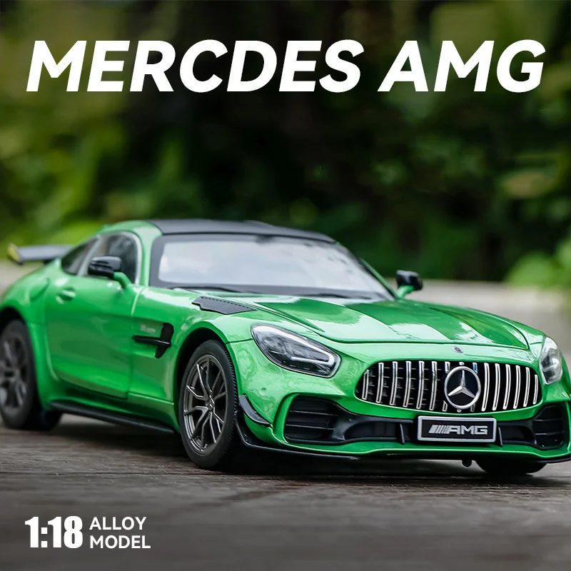 1:18 Mercedes-Benz Gtr Amg Green Demon Alloy Model Car Toy Diecast Metal Casting Sound And Light Car Toys For Children Vehicle