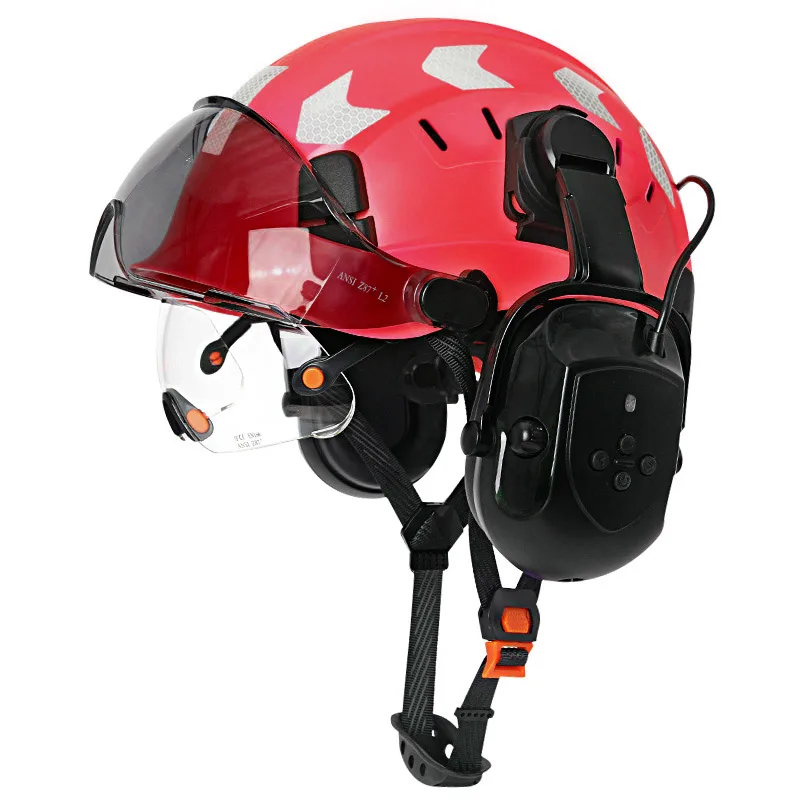 Red with earmuffs
