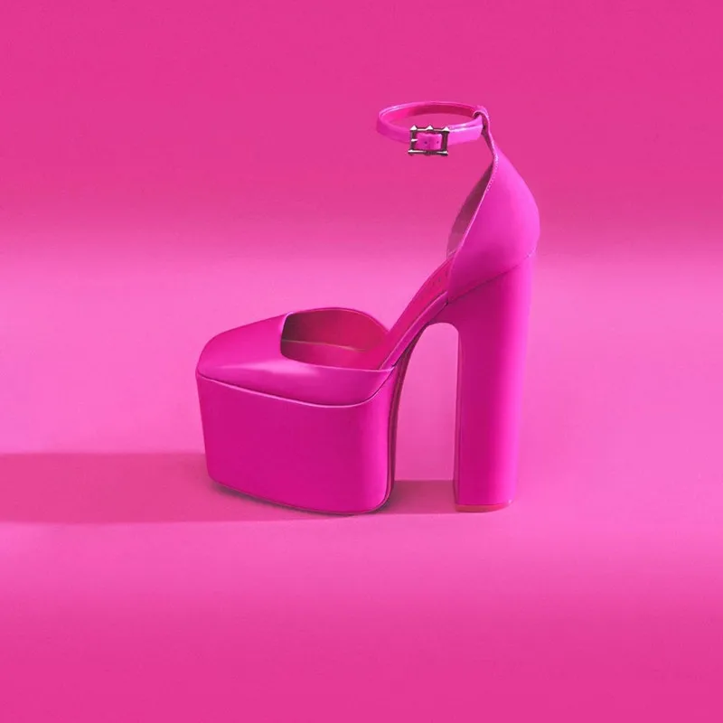 

Spring/Summer 2023 Women's Thick Sole Square Toe High Heels Fashion Model Show Party Party Wedding Large Women's Shoes