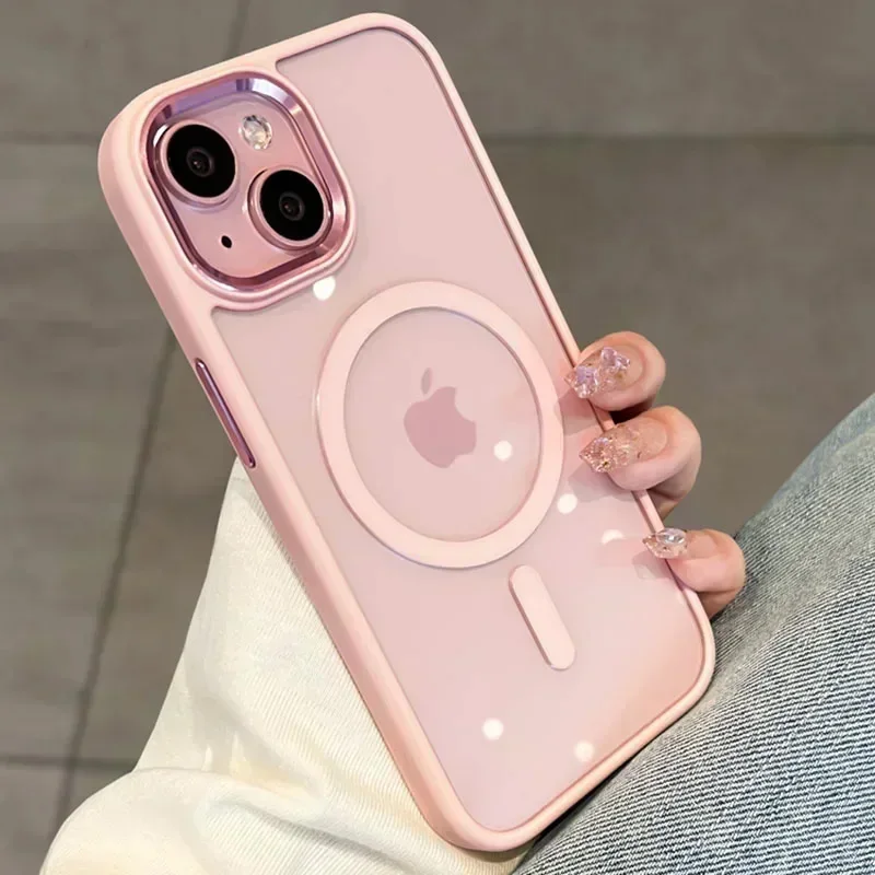 Magnetic Luxury Clear  Armor For Magsafe Wireless Charging Case for iPhone 16 15 14 13 12 11 Pro Max Shockproof Bumper Cover 2