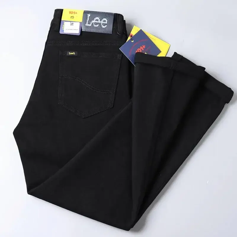 Classic Business Casual Jeans Men High Quality Retro Slim Stretch Mens Jeans Cotton Trousers Embroidery Jean Homme Denim Pants