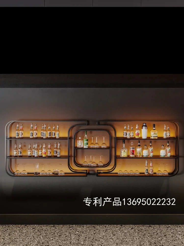 new wine bar counter wall-mounted wine rack against the wall wrought iron display stand cabinet red rack storage