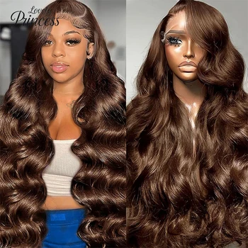 Chocolate Brown Lace Front Wig 13x6 Transparent HD Lace Frontal Wig 100% Colored Body Wave Human Hair Wigs 4x4 5x5 Preplucked 1
