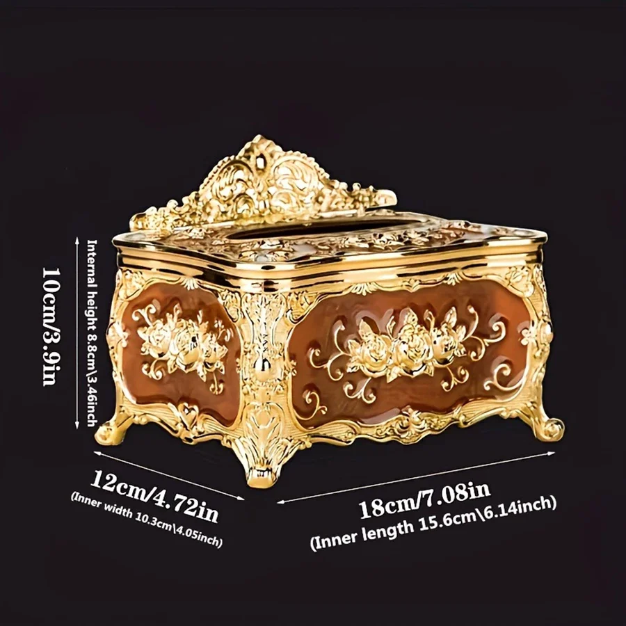 European Style Tissue Box, High-end Hotel Restaurant Napkin Extraction Box, Living Room Desktop Paper Extraction Storage Box 6