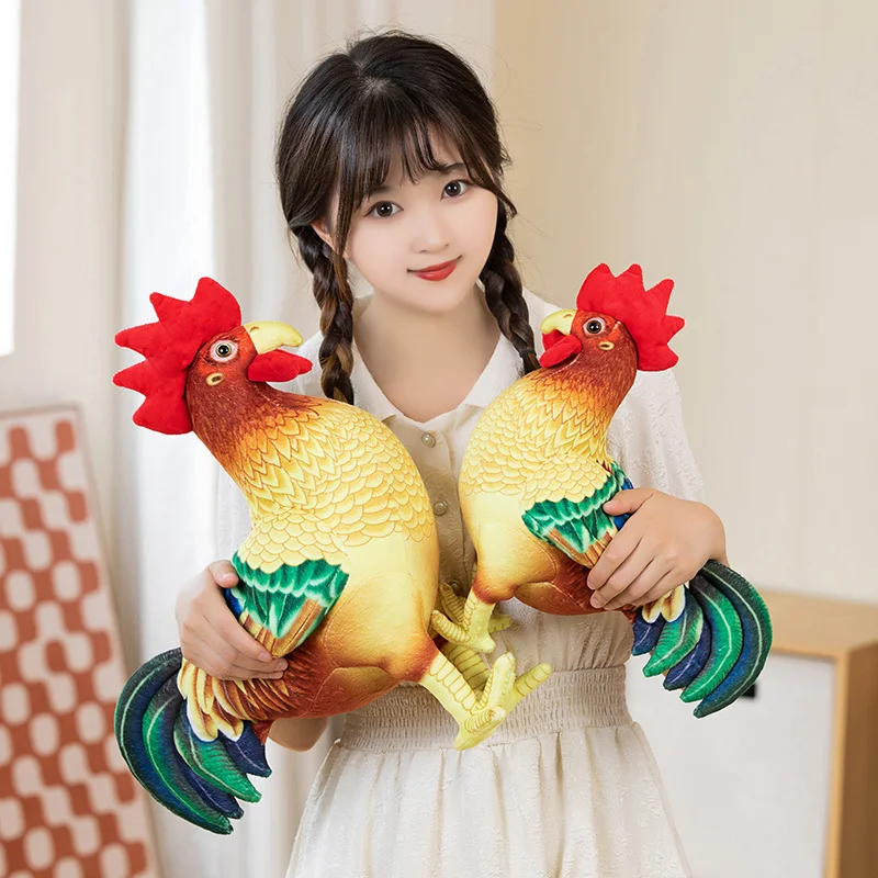 Hot 1pc 34/44cm Simulation Rooster Plush Doll Pillow Red Standing Realistic Chicken Toy Home Decoration Gift For Boys And Girls