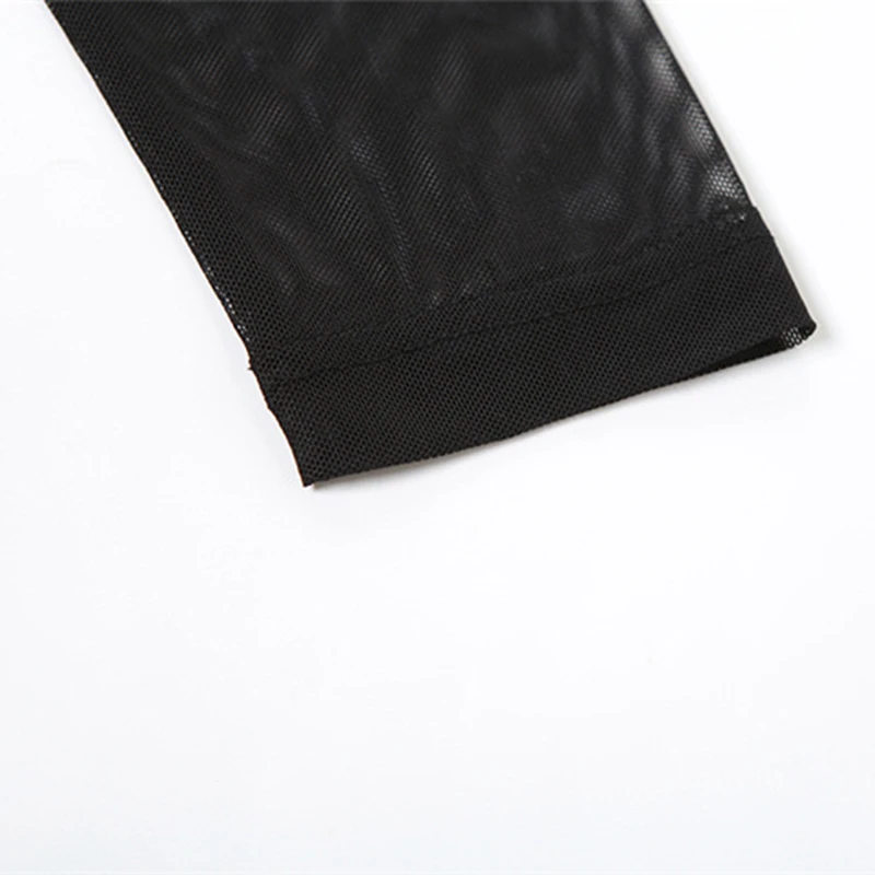 Black Dresses Women Elegant Solid Color See Through Round Neck Long Sleeve Split Party Dress Club Dresses Streetwear