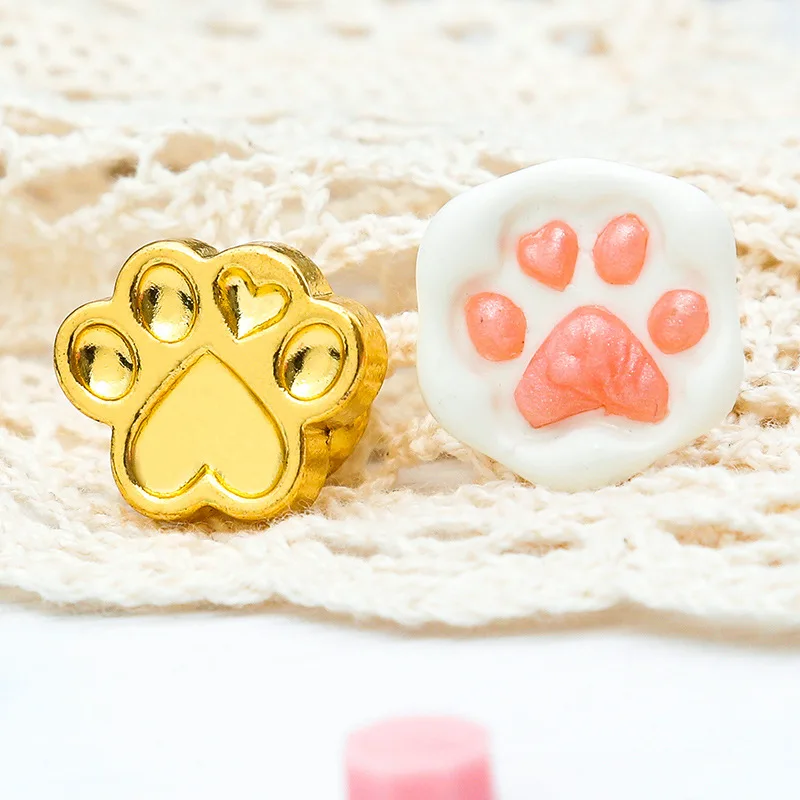 Cute Cat Paw Wax Stamp Sealing Custom Stamp Hobby Scrapbooking Envelope Wood Wax Seal Stamp Set