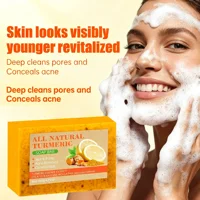Savon anti-acné au curcuma et au citron - Formule minimisant les pores, nettoie en profondeur, éclaircit la peau et hydrate pour un teint clair. 3