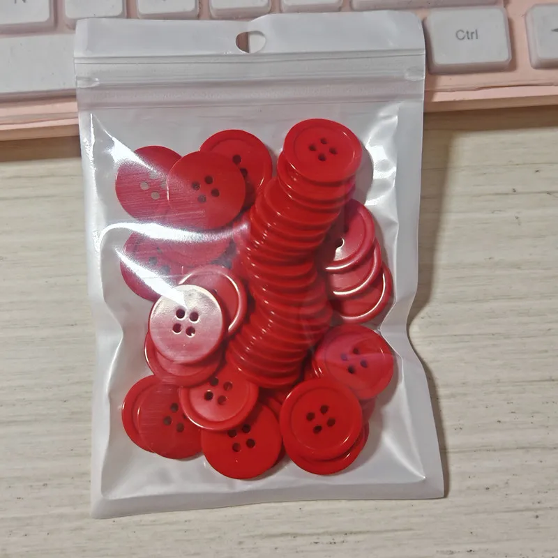 50pcs 간단한 4 홀 버튼 20mm 라운드 수지 플랫 백 버튼 스웨터 스커트 액세서리