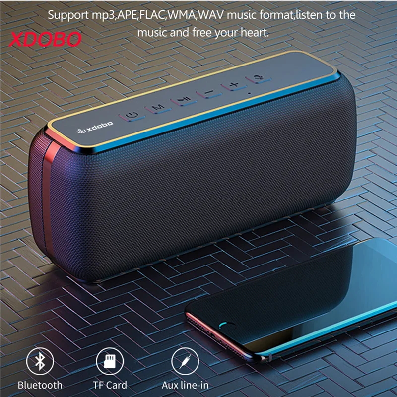 

XDOBO X8 60W Portable Waterproof Bluetooth Gaming Speakers High Power TWS 3D Stereo Wireless Sound Column Outdoor Subwoofer