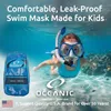 Youth snorkeling set: tempered-glass mask, adjustable-fit fins dry-top snorkel blue/gray, safe comfortable for kids and youth s
