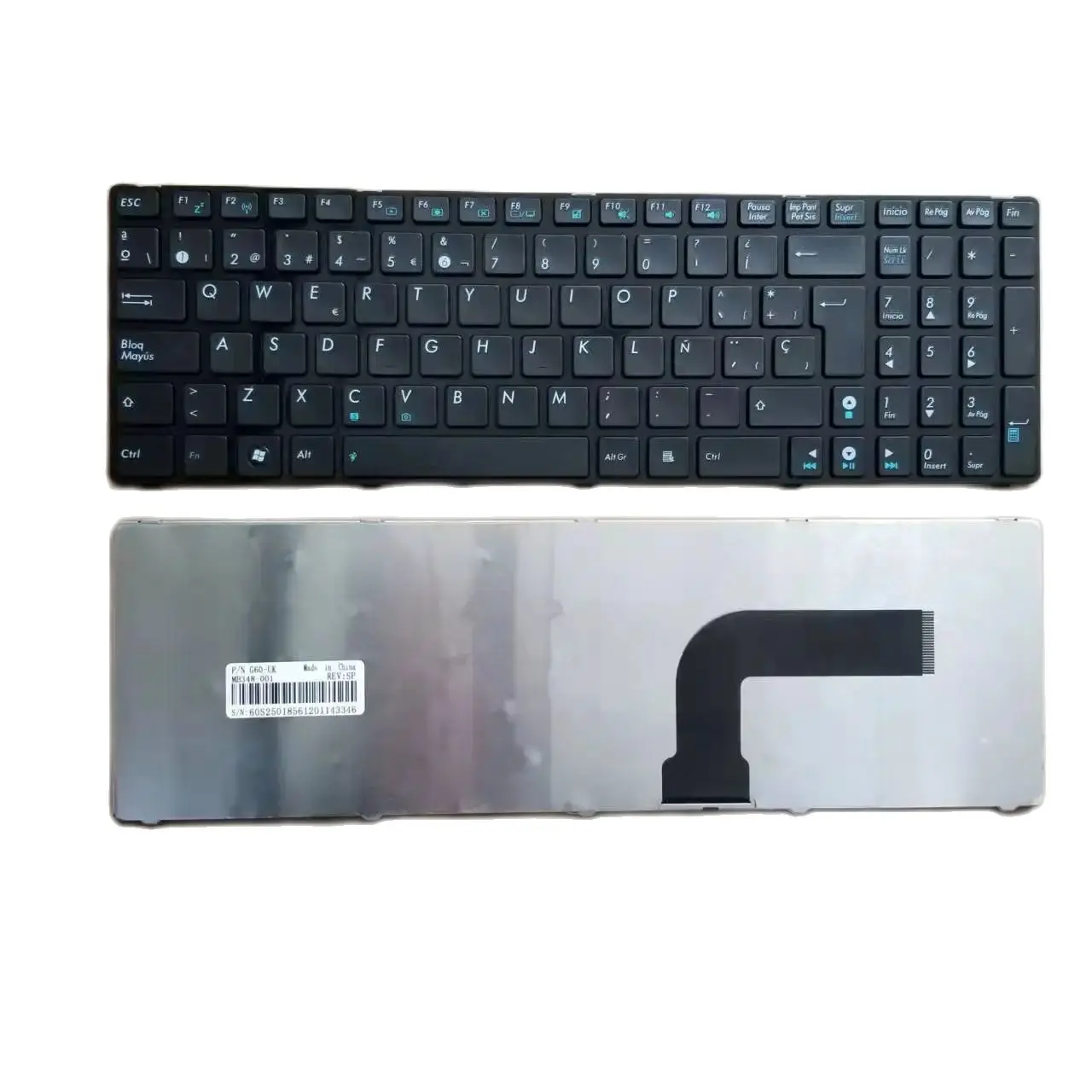 Новая испанская клавиатура SP для Asus G60 K52 K52je K52jr K52ju K52jv K52n UL50 с черной рамкой