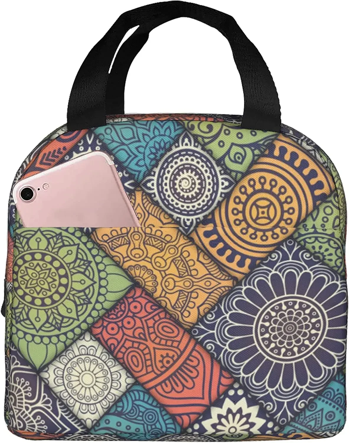 

Mandala Lunch Bags for Women Insulated Lunch Box Cooler Thermal Tote Bag with Pocket Reusable for Work School Hiking Picnic