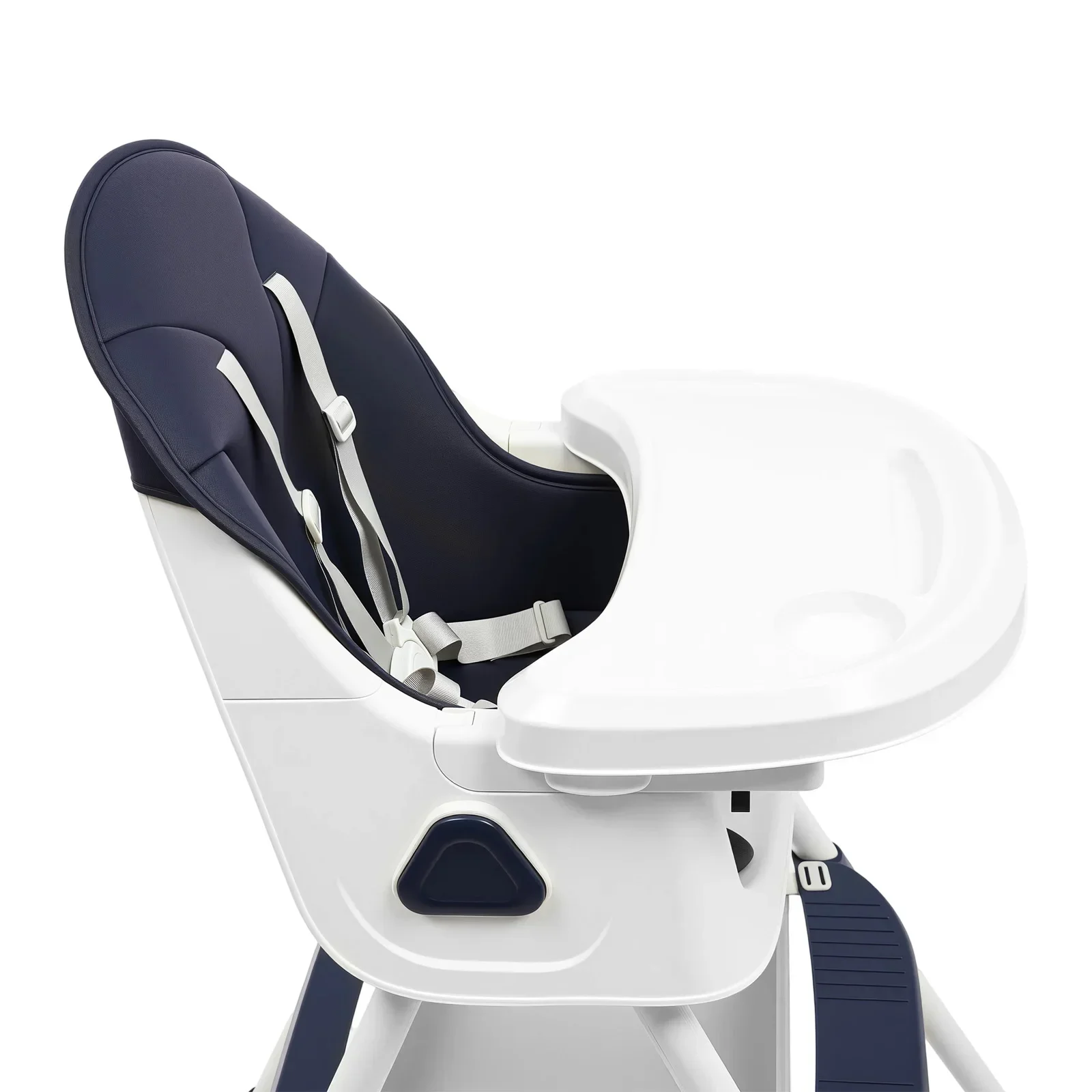 Höhenverstellbarer Babyhochstuhl mit Liegefunktion, Steppstangen und Sicherheitsschnalle für 6 Monate bis 6 Jahre, Blau – Detail 8