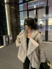 Lautaro Autumn Winter Oversized Loose Casual Luxury Soft Thick Warm Hairy Faux Fox Fur Coat Women Long Sleeve Fluffy Jacket 2024 3