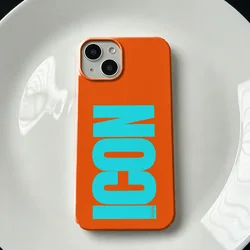 Orange Base Cyan Vertical ICON Glossy Phone Case - Hard PC with Enhanced Style - iPhone 14 Plus (FLDQ - Q192X66L1)
