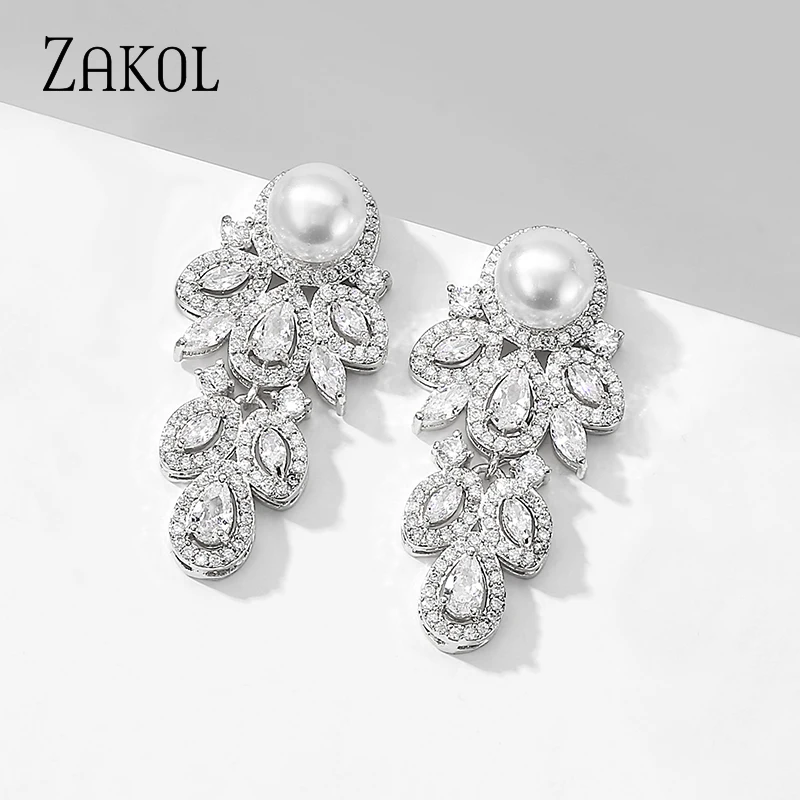 Mecresh Silver Long Chandelier Earrings - Austrian Crystal Bridal Jewelry For Women, Brides, Bridesmaids