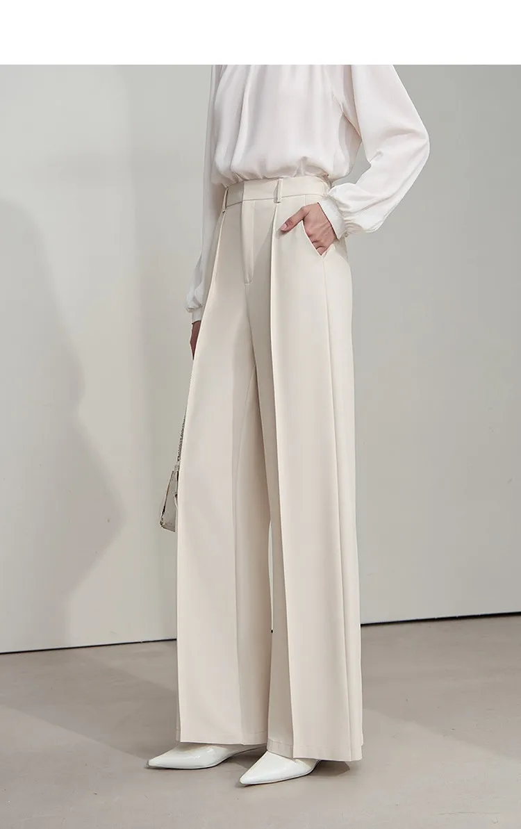 Amii Women's Flared Pants 2026 Summer New Pin Tuck Casual Trousers With Flowy Drape Simple Office Long Pants For Women 12612019