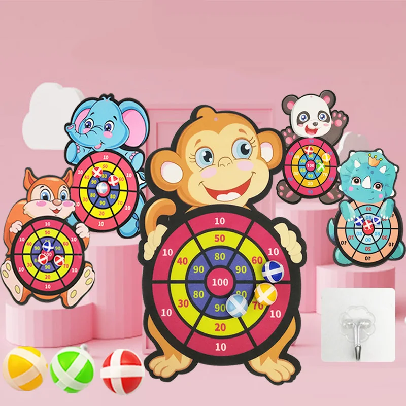 Animal Dart Board for Kids with Sticky Balls Indoor Outdoor Sport Multi Player Party Game Cartoon Animal Dart Board Toys 2