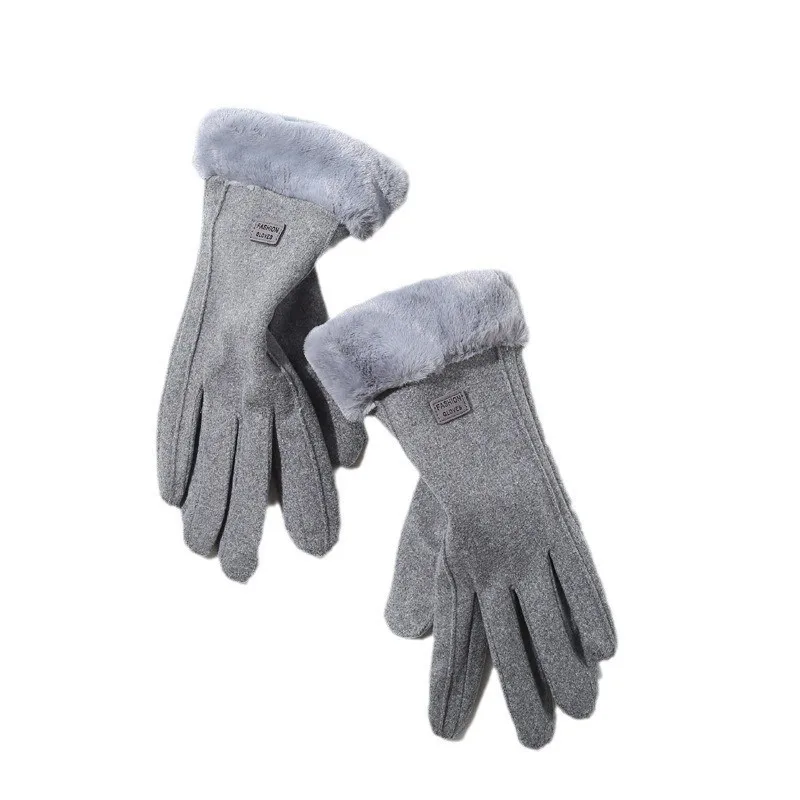 Women's Plush Suede Touchscreen Winter Gloves
