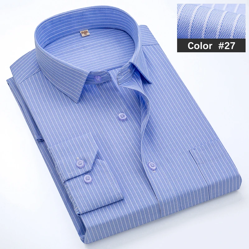 Men's Classic Blue Striped Long Sleeve Casual Shirt