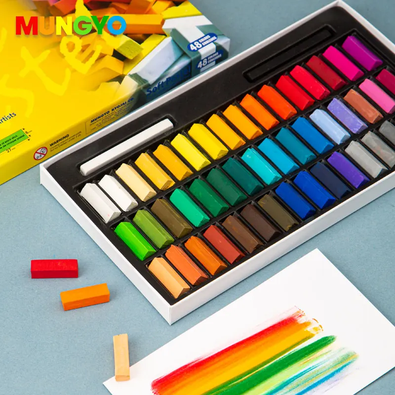 MUNGYO Non Toxic Square Chalk Soft Oil Pastel, MPS-24/32/64 Pack Brilliant Colors For BJD Applied Easily Blending, Gradation