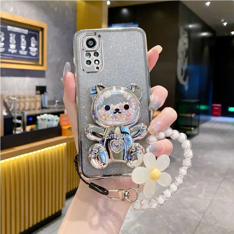 Flower Strap Bear Phone Holder Stand Case Cover