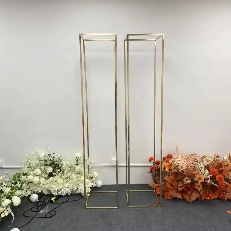 Wedding Arch Shiny Gold Iron Column, Plinth Ballon Arch, Birthday Stage Background, Booth Prop, Metal Square Frame