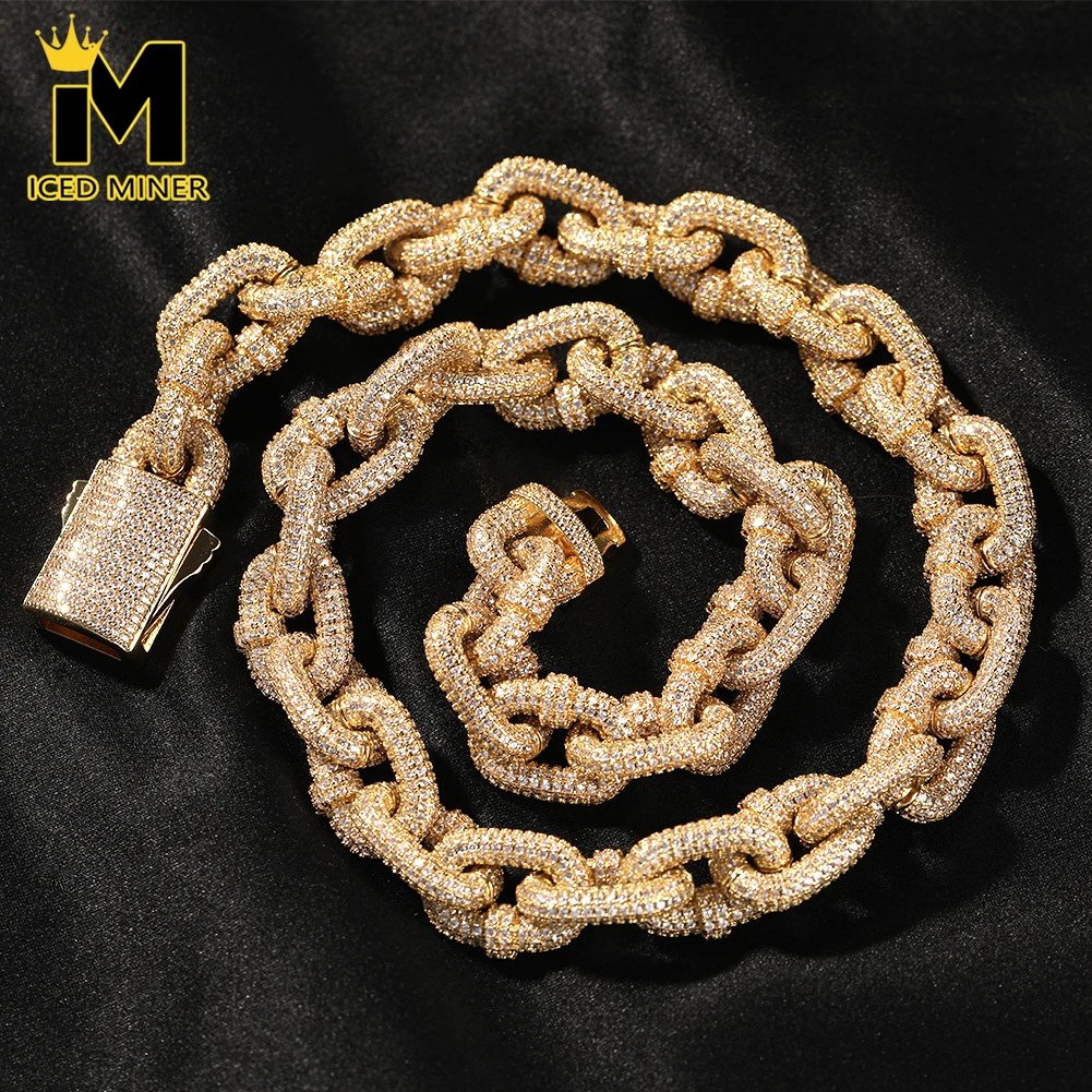 

14mm Lock Chain Iced Out Cuban Link Chain Necklaces For Men Women Zircon Hip Hop Jewelry Free Shipping