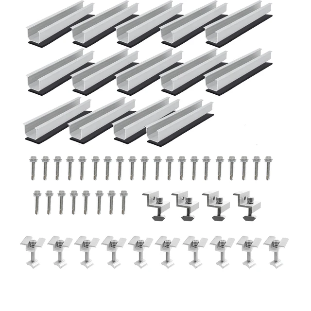 Kit de montage de panneaux solaires, cadre photovoltaïque réglable de 30-35 mm pour panneaux 4/5/6 avec écrous et boulons, support de système photovoltaïque de balcon 1
