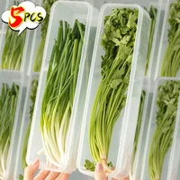 1/5PCS Food Fresh-keeping Boxes with Lid Rectangular Scallion Coriander Storage Box Transparent Kitchen Sealed Storage Container 1