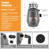 3/4 HP Garbage Disposals with Sound Reduction,Food Waste Coutinuous Feed Garbage Disposal with Power Cord 4
